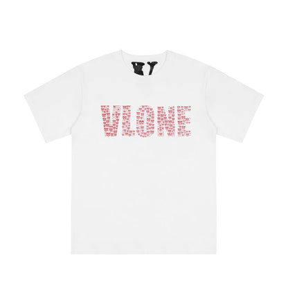 Vlone T Shirts Skull Large V Printed Short Sleeve T-shirt Men and Women Couple High Street Loose Half Sleeve