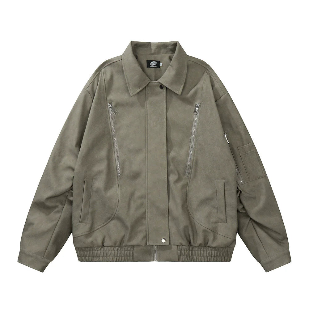 Men Jacket Coat Vintage Motorcycle Clothing Leather Coat Zipper Pilot PU Leather Jacket