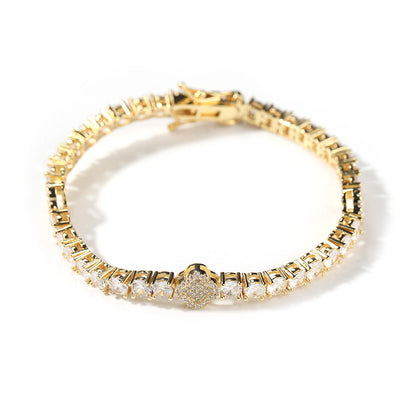 Bracelet Copper Zircon Diamond Clover Tennis Chain Light Luxury Spectrum St. Valentine's