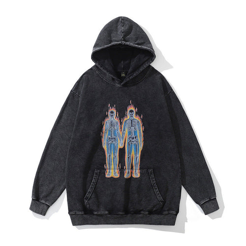 Men Hoodie Hiphop Hip Hop Worn Looking Washed-out Hooded Sweater