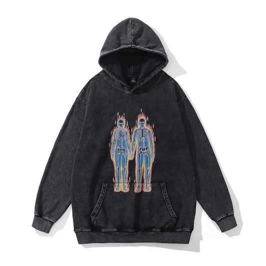 Men Hoodie Hiphop Hip Hop Worn Looking Washed-out Hooded Sweater