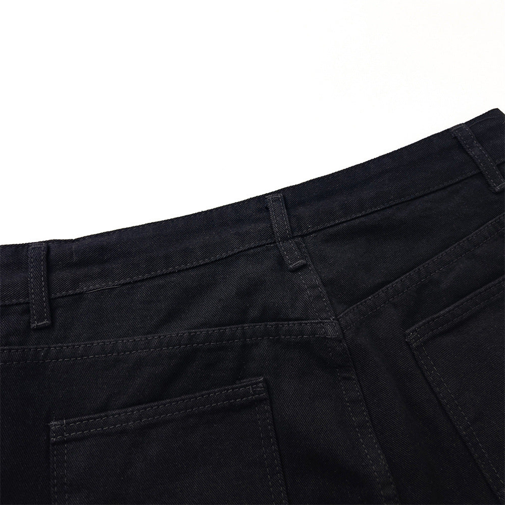 Men Sweatpants Punk Rock Zipper Stitching Jeans