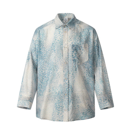 Unisex Sun Protection Shirt Blue Leopard Long-sleeved Jacket