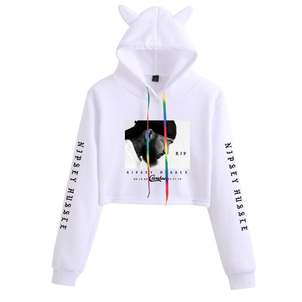 Nipsey Hussle Hoodie Rap Loose Cat Ears Sweater for Women