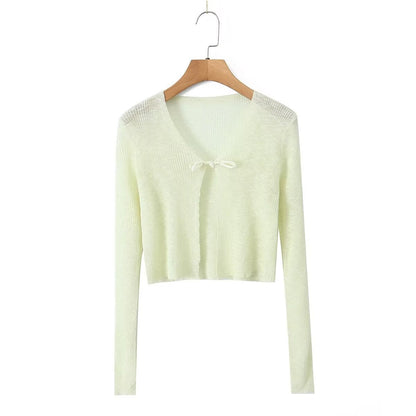 Women Tops Summer Bow Sun Protection Sweater Top