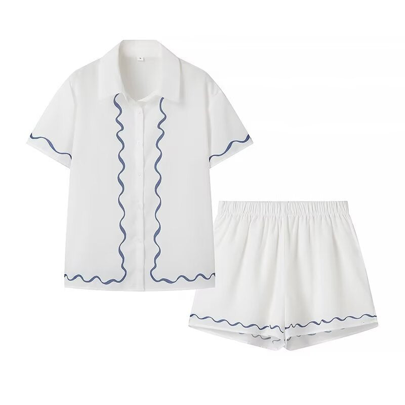 Women Tops Short Summer Shirt Casual Suit