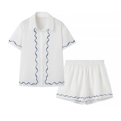 Women Tops Short Summer Shirt Casual Suit
