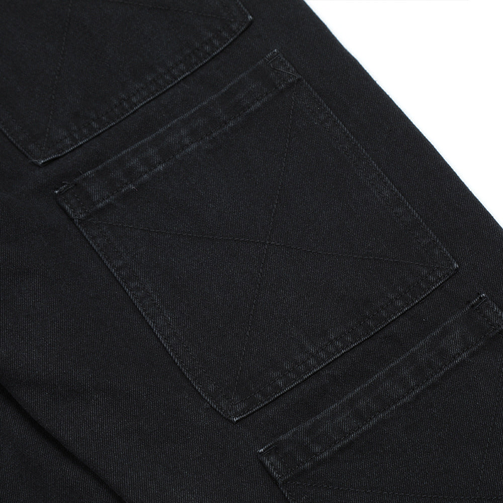 Men Jeans Solid Color Loose Casual