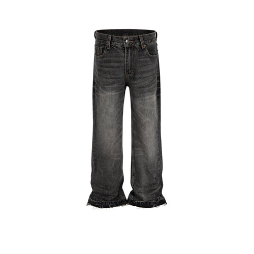 MIJKO Mens Vintage Pants MIJKO textured trousers polished white whiskers stitched jeans