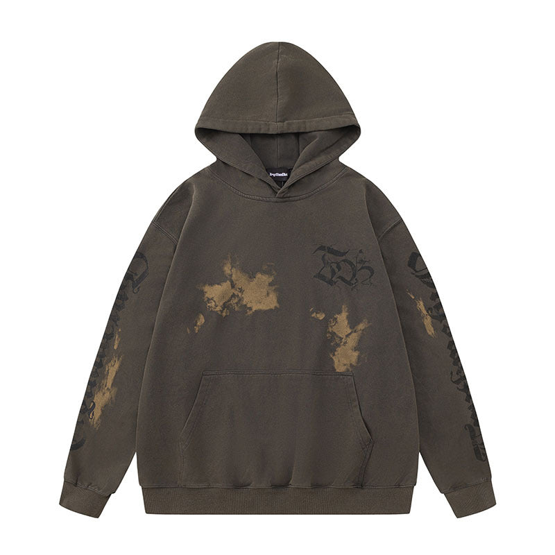 Men Hoodie Letter Graffiti Printed Hoodie Winter