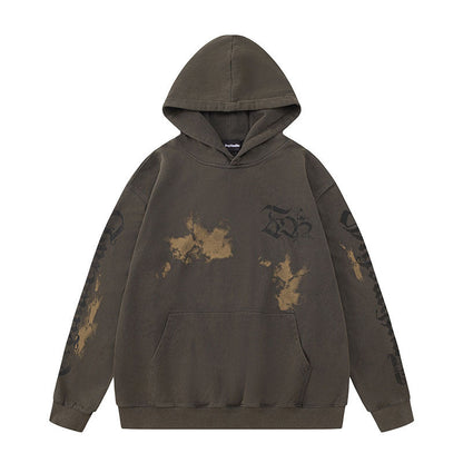 Men Hoodie Letter Graffiti Printed Hoodie Winter