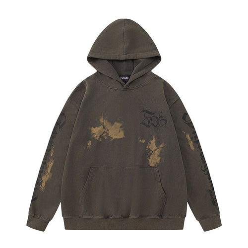 Men Hoodie Letter Graffiti Printed Hoodie Winter