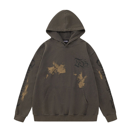 Men Hoodie Letter Graffiti Printed Hoodie Winter