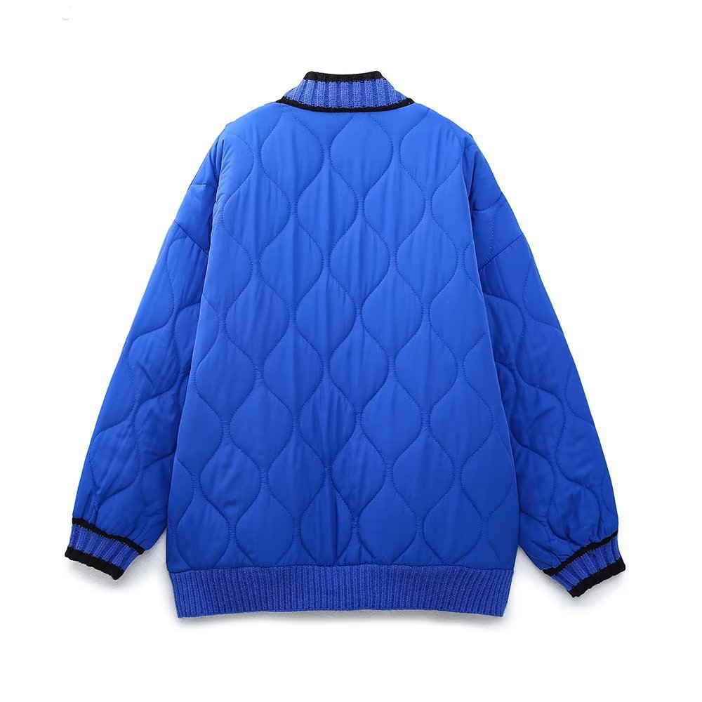 Women Cotton Coat Stitching Sweater Coat Loose and Lazy Style