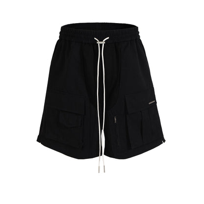 MIJKO Men Shorts Casual Pants Drawstring Multi-Pocket Unisex Shorts