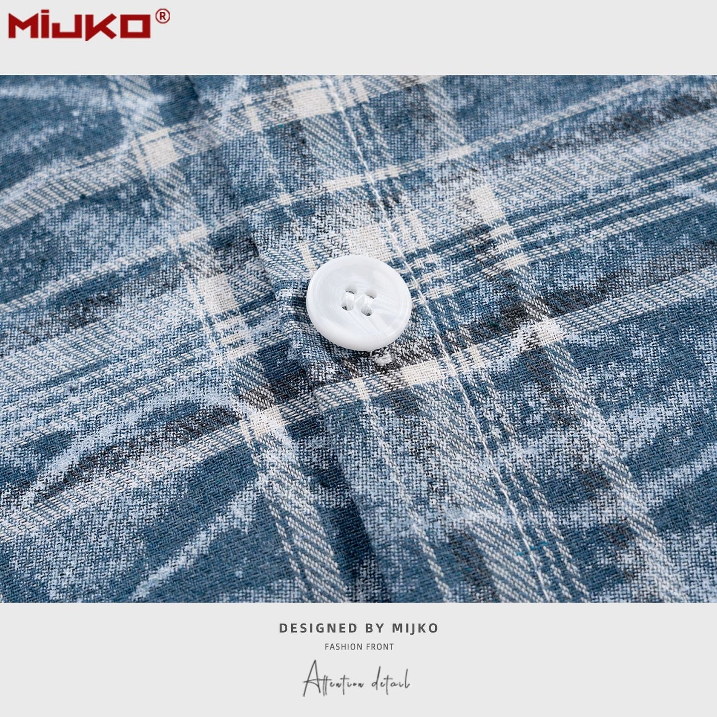 MIJKO Mens Jacket Textured Plaid Shirt Jacket