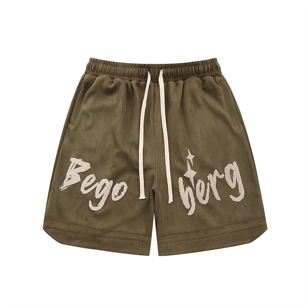 Men Shorts Suede Casual Loose Sports
