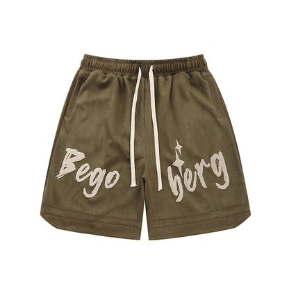 Men Shorts Suede Casual Loose Sports