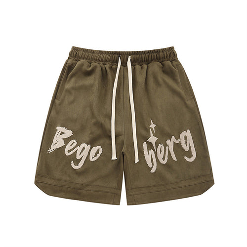 Men Shorts Suede Casual Loose Sports
