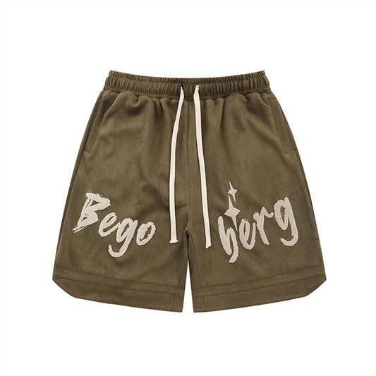 Men Shorts Suede Casual Loose Sports