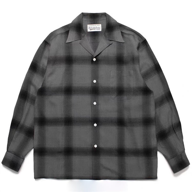 GUILTYPARTIES TIGER Shirts checked striped Hawaiian long-sleeved shirt