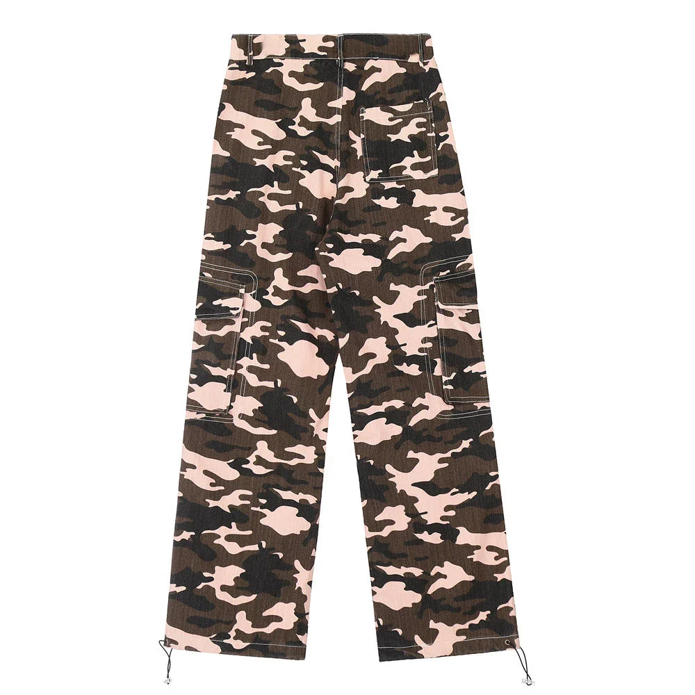 Men Sweatpants Camouflage Workwear Trousers Sports Straight Camouflage Trousers Drawstring Jogger Pants