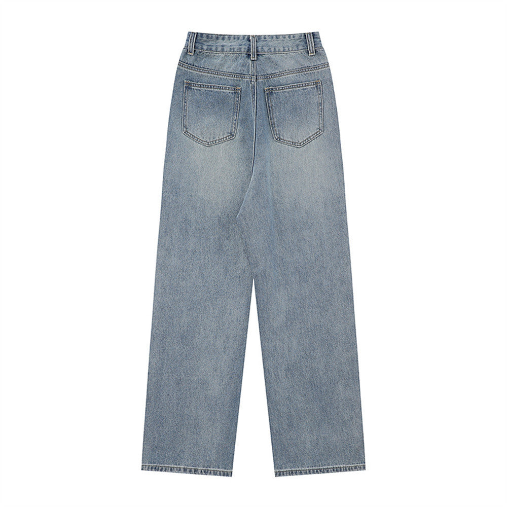 Women Pants Jeans Loose Straight-Leg Wide-Leg Pants