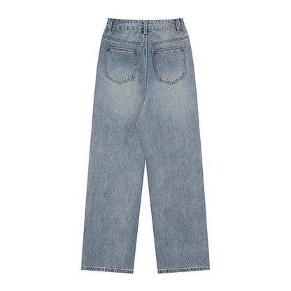 Women Pants Jeans Loose Straight-Leg Wide-Leg Pants