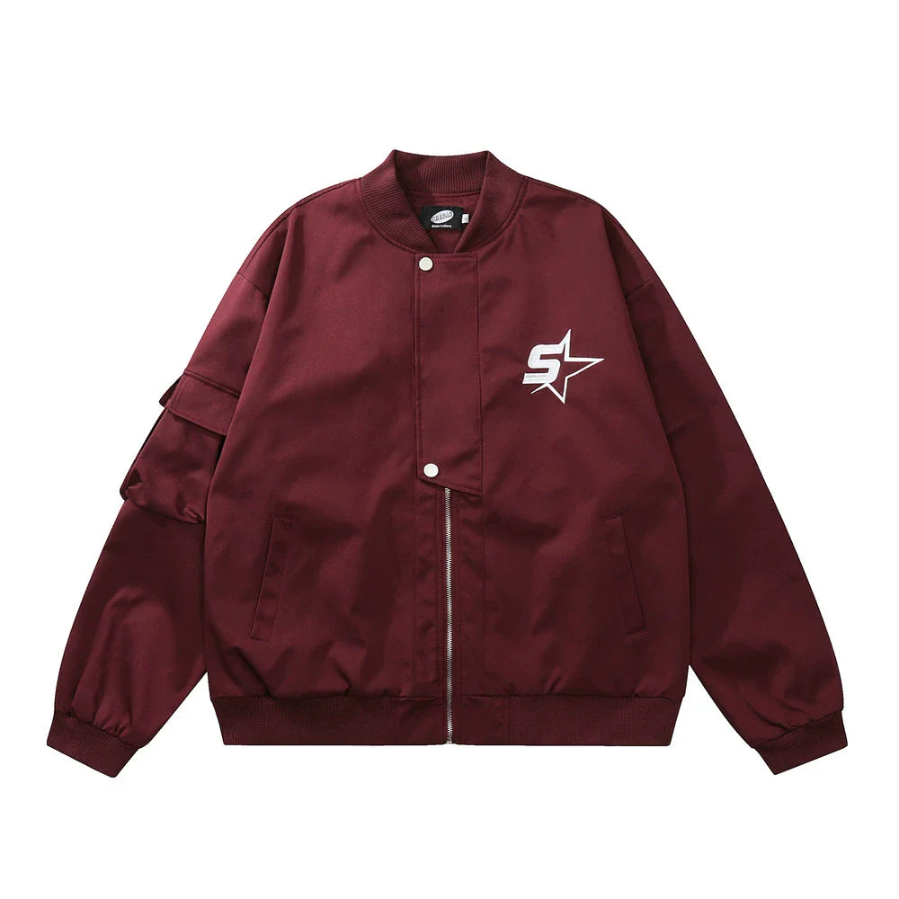 Men Jacket Coat Five-Pointed Star Embroidery Tooling Jacket Men's Baseball Uniforms