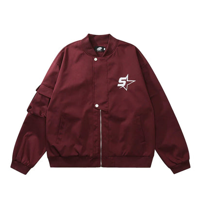 Men Jacket Coat Five-Pointed Star Embroidery Tooling Jacket Men's Baseball Uniforms