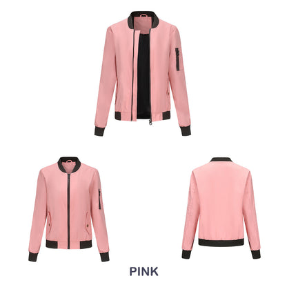 Women's Trench Coat Spring and Autumn Thin Flight Jacket Women's Casual Long Sleeve Coat Women's Loose Lapel Baseball Uniform