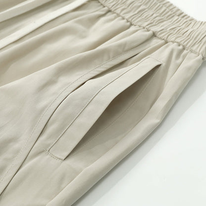Men Sweatpants Zipper Casual Pants Men's Summer Loose Pure Cotton Straight Wide Leg Pants