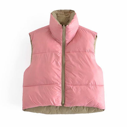 Women Cotton Coat Vest Zipper