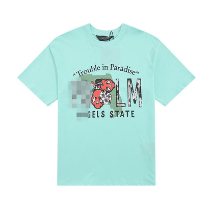 Palm Angle T Shirts Skull Print Couple Half Sleeve