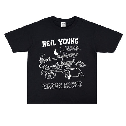 Rock Star T Shirt Neil Percival Young Poster Print T-shirt Short Sleeve round Neck