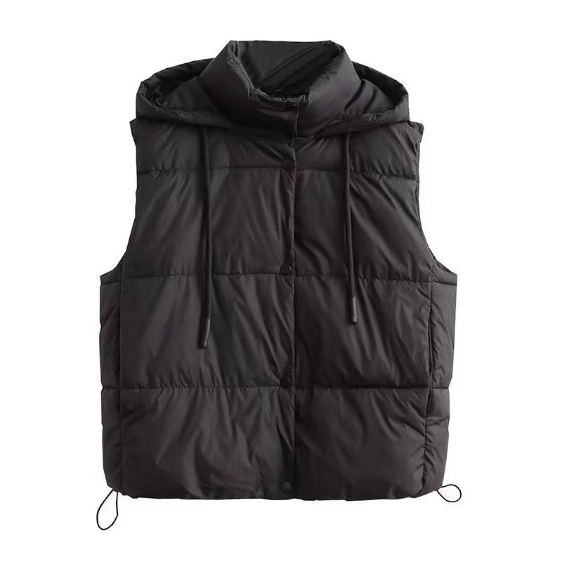 Women Cotton Coat Vest Loose Hooded Coat