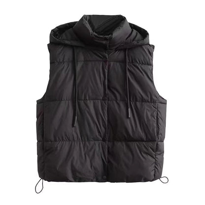 Women Cotton Coat Vest Loose Hooded Coat