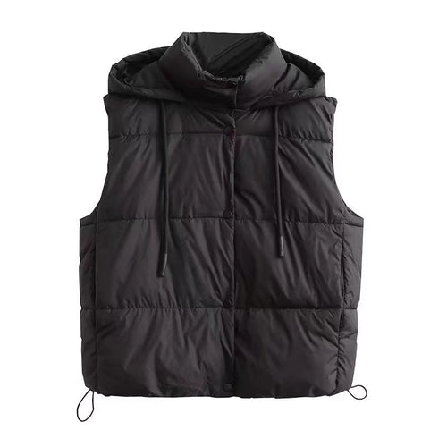 Women Cotton Coat Vest Loose Hooded Coat