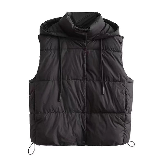 Women Cotton Coat Vest Loose Hooded Coat