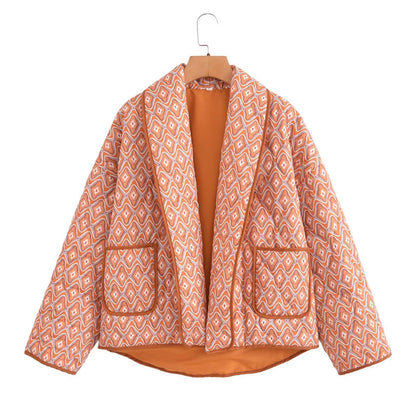 Women Cotton Coat Double Pocket Jacket Fashion