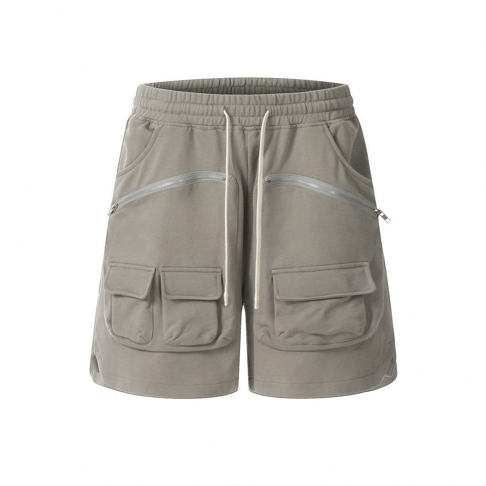 Men Shorts Multi Pocket Workwear Loose Solid Zipper