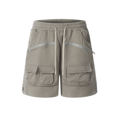 Men Shorts Multi Pocket Workwear Loose Solid Zipper