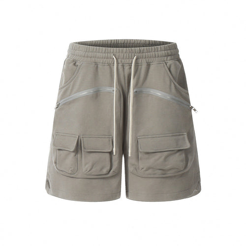 Men Shorts Multi Pocket Workwear Loose Solid Zipper