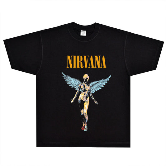 Rock Star T Shirt Nirvana in Utero Nirvana Band T-shirt Rock Retro High Street Male Vintage Short Sleeve