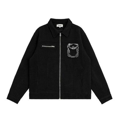 Men Jacket Coat Spring and Autumn Baggy Coat Men's Line Embroidery Jacket
