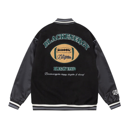 Men Jacket Coat Baseball Uniform Men's Ins Embroidered Pu Stitching Jacket Jacket