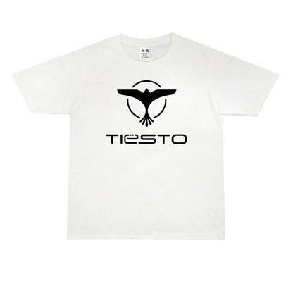 Rock Star T Shirt Tiesto Disc Printing T-shirt Short Sleeve Loose Cotton Crew Neck