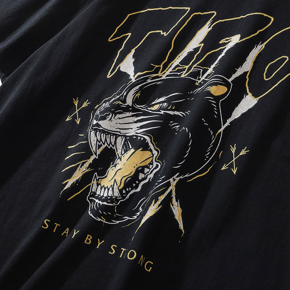 Men Vintage T-Shirt Printed Men's Short-Sleeved T-shirt Hip Hop T-shirt Summer Cheetah Loose