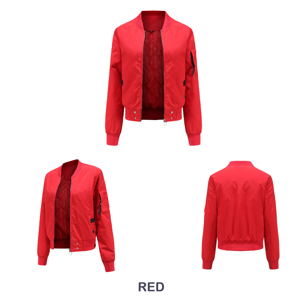Women Trench Coat Stand Collar Urban Casual Bomber Jacket Spring and Autumn Coat
