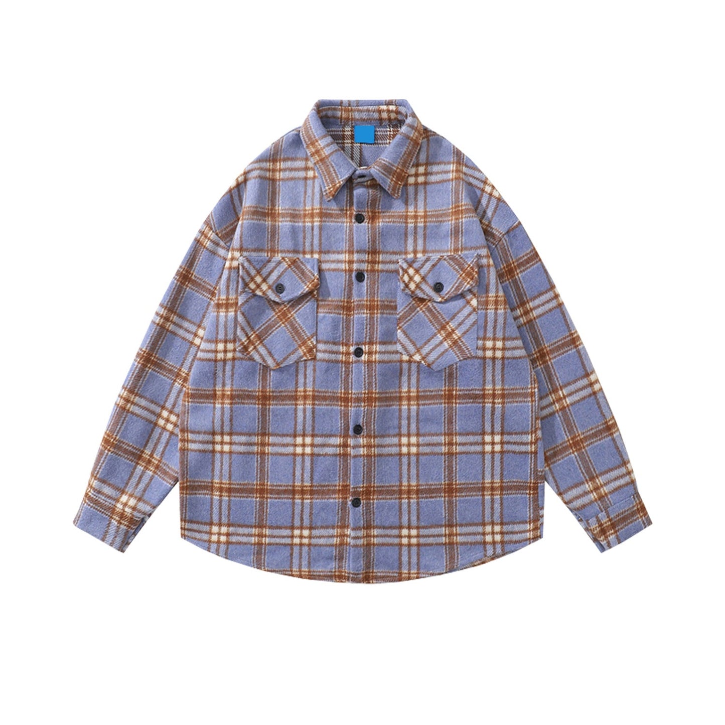 MIJKO Mens Jacket Plaid Long Sleeve Wool Shirt